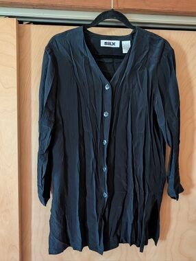 SILX Black Button-Front Lightweight Tunic